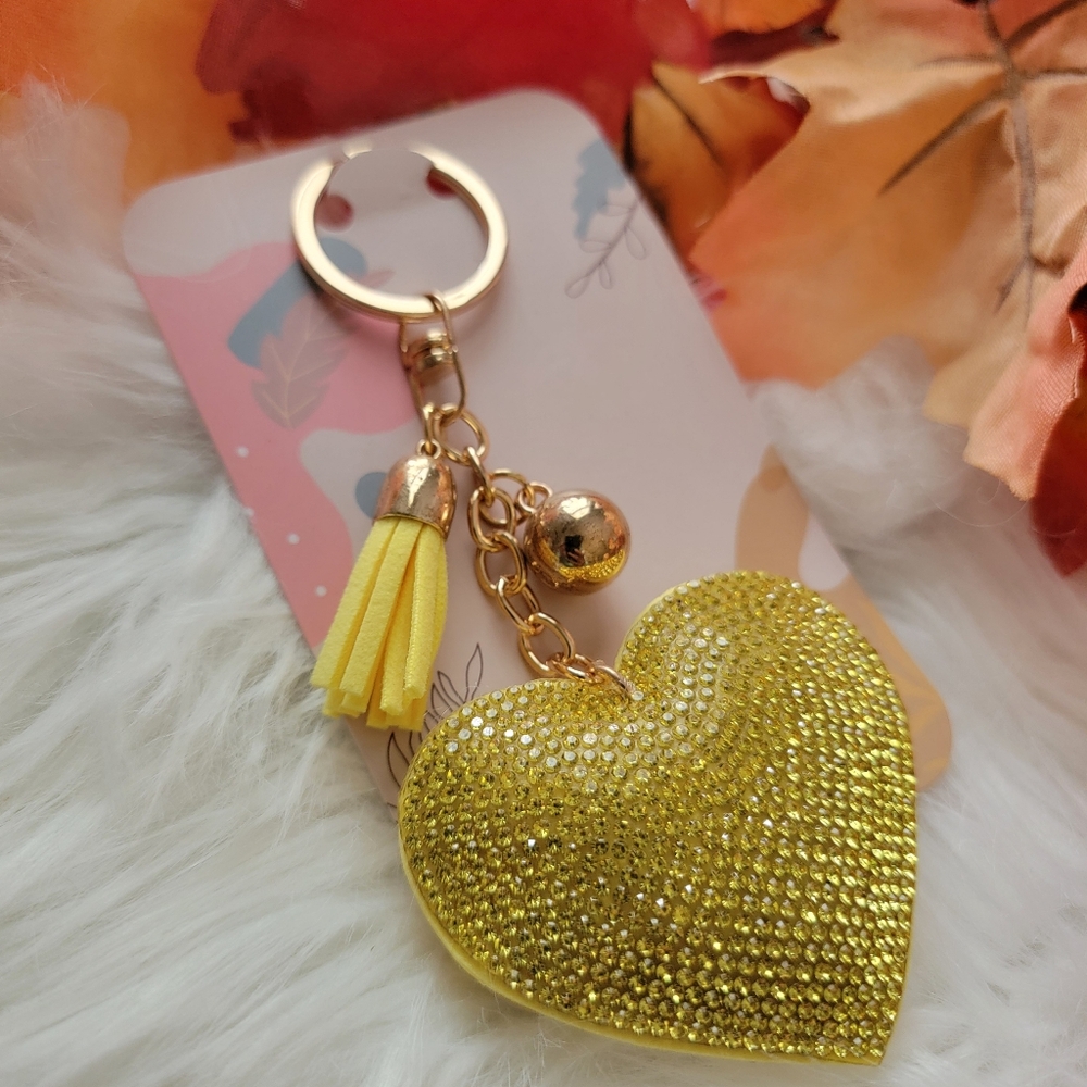 Yellow Heart Keychain with Tassel